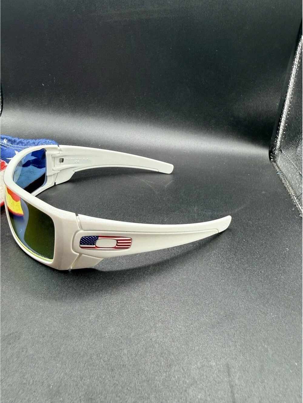 Oakley Batwolf Polished White/Ruby Iridium Lenses 9101-06 America Etched